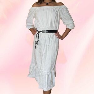 Off the shoulder white cottage dress